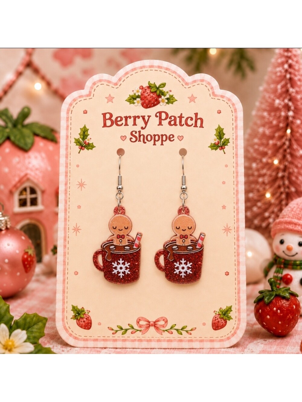 Christmas Gingerbread Men Cocoa Earrings